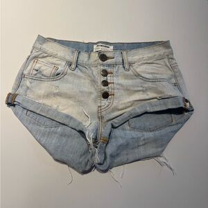 One Teaspoon Light Blue Distressed Jean Shorts